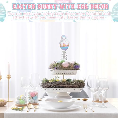 Zomiboo Easter Bunny Miniature Tree Topper Ornaments Easter Tree Topper Decorations 4 Inches Mini Bunny Ornaments for Holiday Spring Trees Party Supplies Home Decor - Image 3