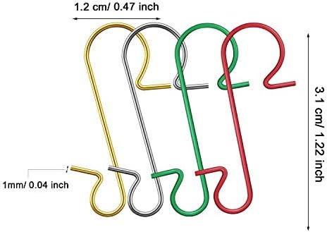 Tatuo Xmas Ornament Hooks Metal Wire Hooks Ornament Hangers with Storage Box for Christmas Tree Decoration(201, Gold, Silver, Red and Green) - Image 2
