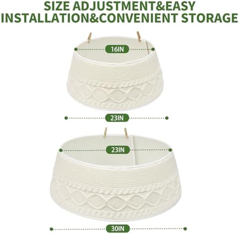 Noiclub Knit Christmas Tree Collar, Christmas Tree Skirt, Cream, 23-30 in - Image 3