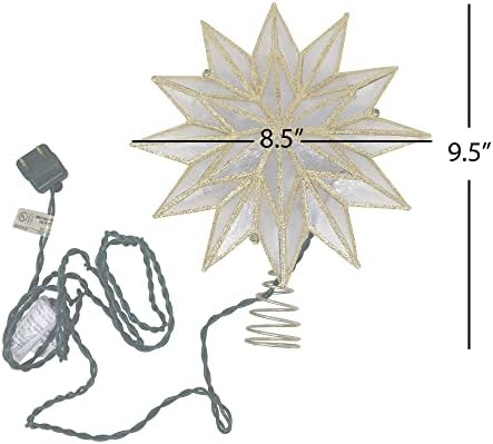 Kurt S. Adler 9.06-Inch UL 10-Light 12-Point Gold Capiz Star Treetop - Image 3