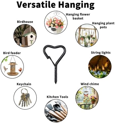 10 Pack Heart Shaped Screw Hooks for Hanging Plants, Ceiling Hooks - Image 4