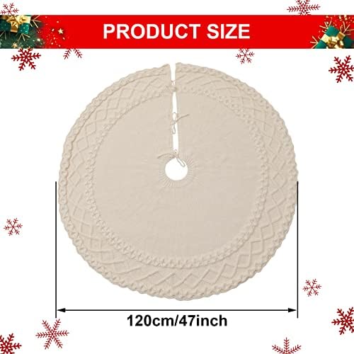 NIBESSER White Knit Tree Skirt 48" - Ivory Knitted Christmas Tree Skirt Mat for Home Party Holiday Ornaments Christmas Decorations - Image 2