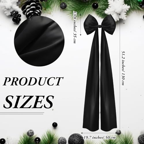 Daifunli 20 x 47 in Giant Satin Bow Christmas Tree Topper,Black - Image 2
