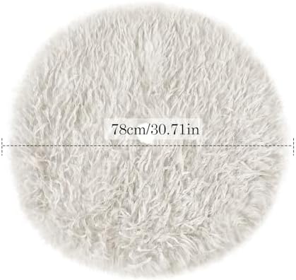 White Feathers Plush Christmas Tree Skirt Soft Fluffy Faux Fur Xmas Tree Skirt 30 Inch for Christmas Holiday Party Decorations - Image 6