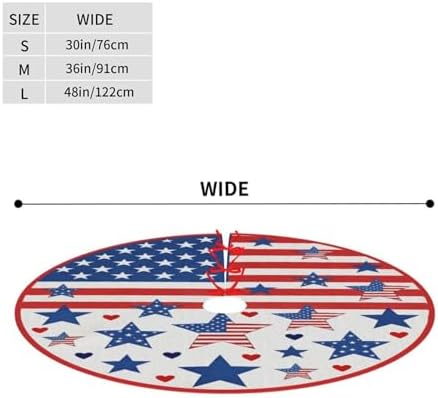 Christmas Tree Skirt, American Flag Stars Independence Day 4th of July Xmas Large Tree Mat, New Year Festive Holiday Party Decorations 36" inches - Image 2