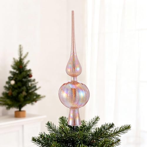Gejoy 12" Mercury Glass Christmas Tree Topper,Classic,Glitter - Image 5