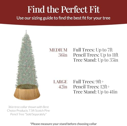 Best Choice Products Christmas Tree Collar, Solid Wood Slatted Tree Skirt Holiday Accessory for Home - Natural - Image 4