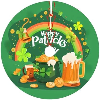 Rainbow St Patricks Day Tree Skirts Xmas Ornaments, Green Tree Skirt for Christmas Party Holiday All Occasions 36" - Image 7