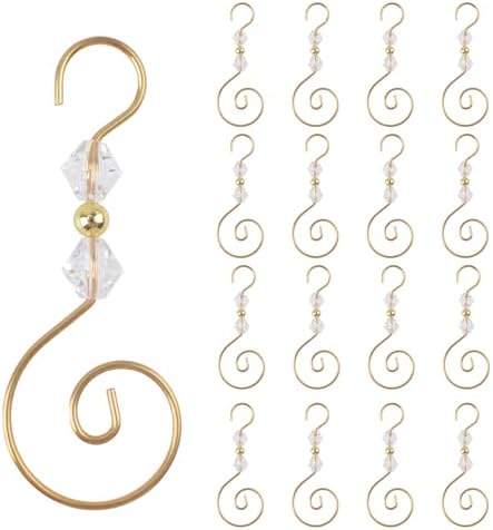 INCREWAY Christmas Ornament Hooks, 30PCS S-Shaped Hangers Hook Christmas Ornament Metal Hooks with Crystal Bead by ForHome