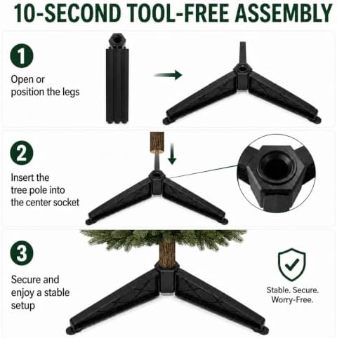 Artificial Christmas Tree Stand Replacement, 19mm Pole Plastic Base Holder - Image 6