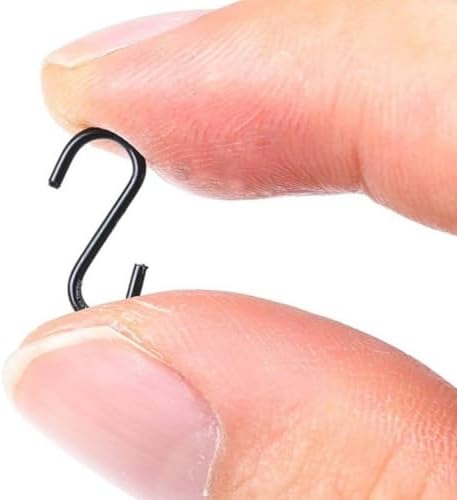 ULTECHNOVO S Hooks with Effortless Installation 200pcs 1/2 Iron Black Inch Ornament Hangers Mini and Versatile Usage for Plants and New Year Decorations - Image 4