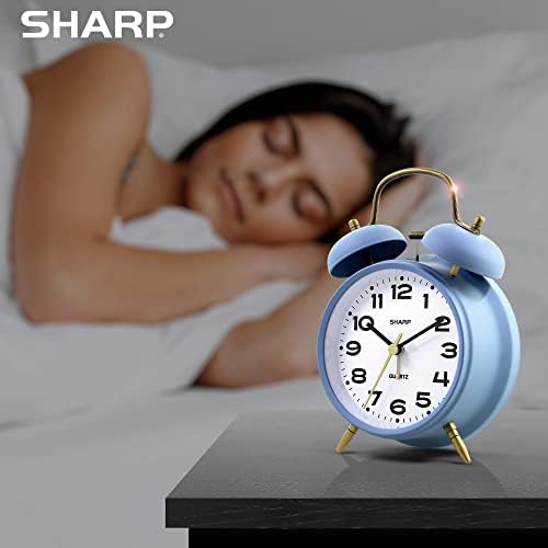 Sharp 4-Inch Twin Bell Alarm Clock for Heavy Sleepers, Cornflower Blue - Image 5