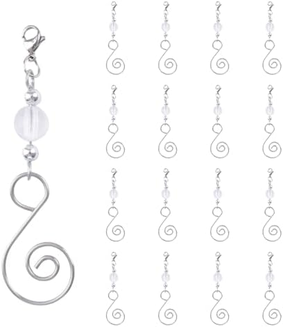 INCREWAY 20 Pcs Lobster Knot Christmas Hook Decorative with Lobster Claws Hanging Metal Wire Clear Round Crystal Jeweled Swirl for Crafts Xmas Decoration (Silver) by ForHome