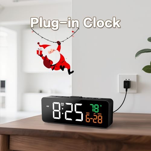 Netzu 3-in-1 Digital Clocks for Living Room, Small & Compact Alarm Clock | Temperature, Date & Time Display, 4 Birghtness, 3 Volumes, Plug-in, for Bedroom, Office - Image 3