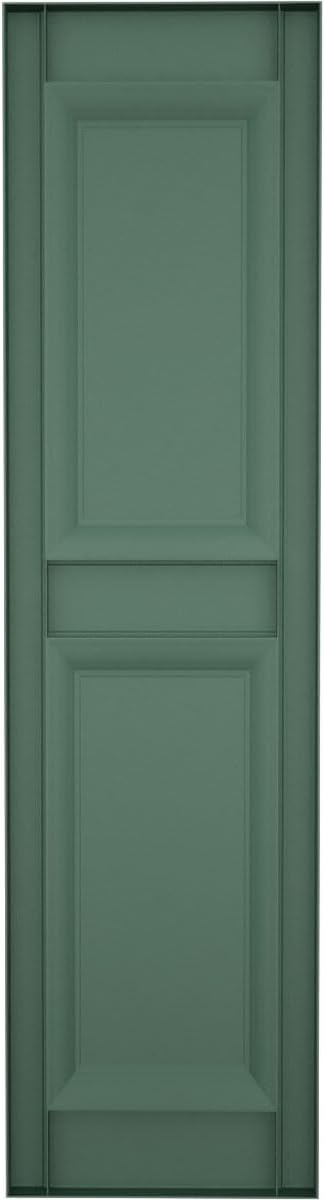 Ekena Millwork Lifetime Vinyl LP2S12X06300FG Standard Two Equal Panel Vinyls, Raised Panel Vinyl Shutters, w/Installation Shutter-Lok's & Matching Screws (Per Pair), 12"W x 63"H, Forest Green