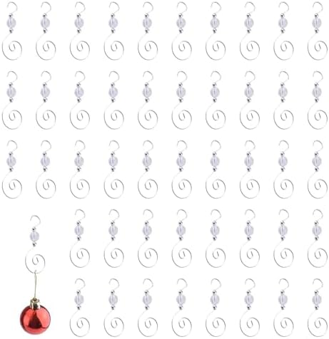 INCREWAY 100PCS Christmas Ornament Hooks, S-Shaped Metal Hooks, Decorative Hooks with Crystal Beads for Hanging Ornaments, Decorations, Christmas Stockings by ForHome