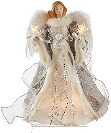 Kurt Adler UL 10-Light 14-Inch Silver and Gray Angel Treetop by KurtSAdler