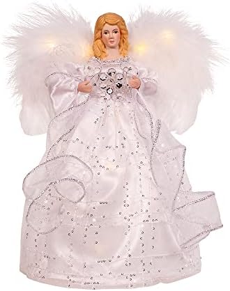 10-Inch Battery-Operated Silver and White Fairy Lighted Angel Tree Topper by KurtSAdler
