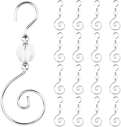 INCREWAY 30 Pcs Silver S-Shaped Christmas Tree Hanger Hooks with Crystal Beads by ForHome