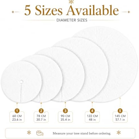 Faux Fur Christmas Tree Skirts, 24 inches Velvet Plush Long Haired Wool Fur Xmas Tree Base Cover Mat for New Year Home Party Decorations (60CM, White Plush) - Image 4
