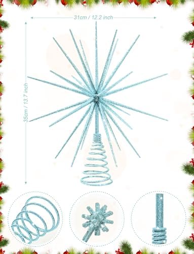 13.7 Inch Blue Christmas Tree Topper - 3D Burst Blue Tree Topper, Exploding Star Christmas Tree New Year Holiday Tree Decoration - Image 3