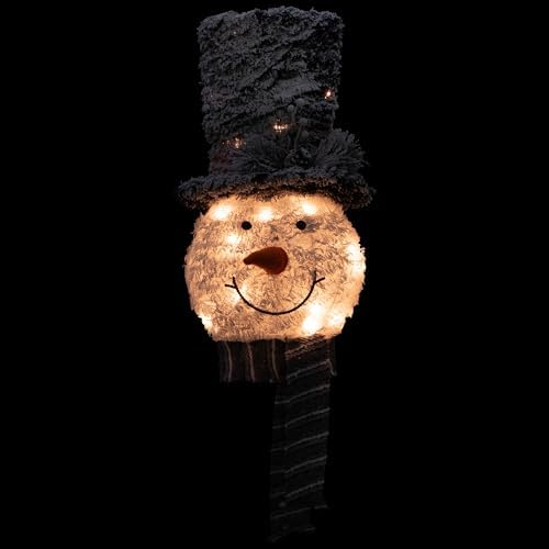 25" Lighted Snowman with Black Frosted Top Hat Christmas Tree Topper - Image 4