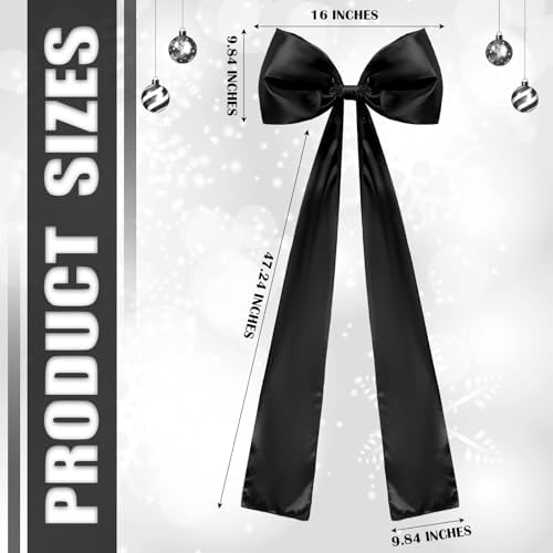 Daifunli 20 x 47 Inches Giant Satin Bow Christmas Tree Topper,Black - Image 2