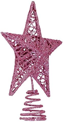 BinaryABC Christmas Tree Topper Star,Glittering Christmas Tree Decoration Ornaments,20cm (Pink) - Image 5