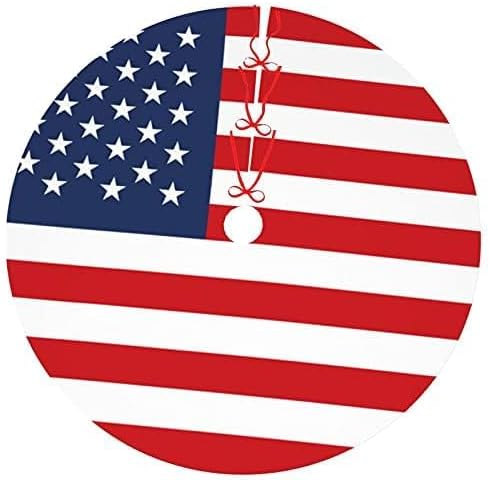 American Flag Christmas Tree Skirt Xmas Tree Mat Holiday Party Home Decor 48 inch by Unknown