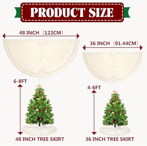 48 inches White Knitted Christmas Tree Skirt - Image 2