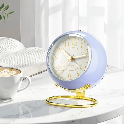 Analog Alarm Clocks,Retro Backlight Cute Simple design Small desk Clock With Night Light,Silent Non-Ticking,Battery Powered,For Kids,teens,Bedroom,travel,kitchen,Bedside Desk decor. (Retro Blue) - Image 2