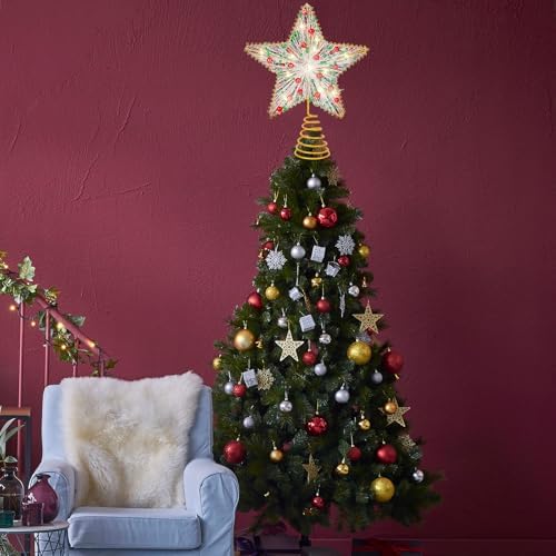 Whaline Christmas Star Tree Topper Gold 3D Star Tree Top with LED Lights Battery Powered Treetop Ornament for Xmas Winter Party Favor Indoor Outdoor Decor - Image 4
