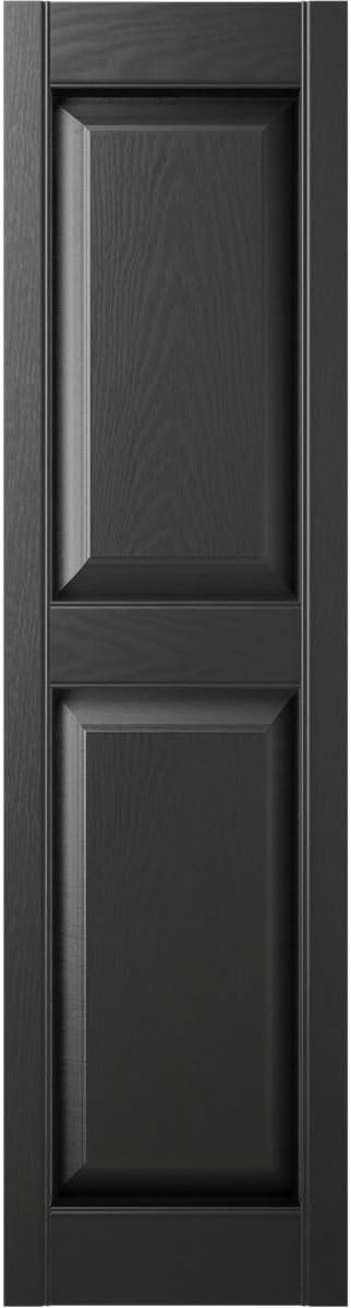 Ekena Millwork Lifetime Vinyl LP2S12X04700BL Standard Two Equal Panel Vinyls, Raised Panel Vinyl Shutters, w/Installation Shutter-Lok's & Matching Screws (Per Pair), 12"W x 47"H, Black