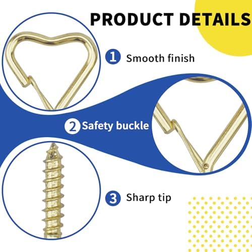 10 Pack Heart Shaped Screw Hooks for Hanging Plants, Ceiling Hooks - Image 3