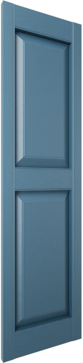 Ekena Millwork Lifetime Vinyl LP2S14X07500CB Standard Two Equal Panel Vinyls, Raised Panel Vinyl Shutters, w/Installation Shutter-Lok's & Matching Screws (Per Pair), 14 3/4"W x 75"H, Classic Blue