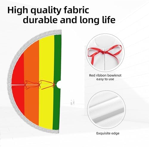 Christmas Tree Skirt 36" Inch LGBT Gay Pride Flag Xmas Tree Skirt Mat with White Tassel for Party Holiday, Tree Skirt Christmas Decorations - Image 7