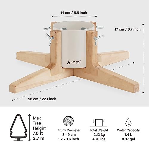 Tree Nest Christmas Tree Stand Base for 7ft Real Tree Sliver Christmas Tree Holder Stable for Xmas Tree Decoration Rustic (White,Medium) - Image 4