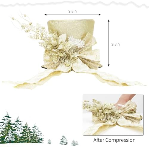 Garvee Luxury Sparkling Santa Hat Christmas Tree Topper with Bow, Snowflakes | 25Cm - Image 2