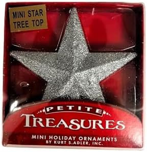 Kurt Adler 4" Petite Treasures Silver Glittered Mini Star Christmas Tree Topper - Unlit - Image 5