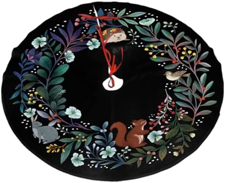 Forest Wreath Christmas Tree Skirt 48" for Xmas Holiday New Year Party Circle Tree Mat Ornaments Decoration by Unknown
