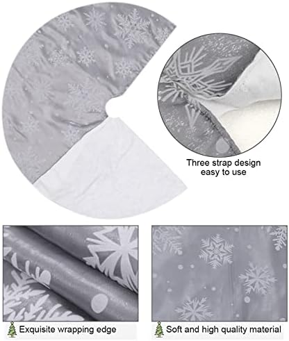 Flash World 36 Inch Large Christmas Tree Skirt Xmas Soft Cover Mat Decor Snowflake Collar Farmhouse Tree Skirt for Holiday Ornaments Party Home Indoor Decorations (Flocking Grey, 36INCH) - Image 3