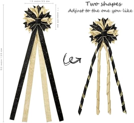 Hismir Large Christmas Tree Topper Bow，Black & Gold 53x13 Inches - Image 4