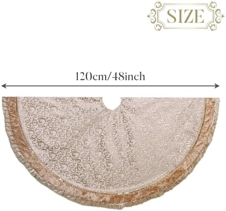 Valery Madelyn 48 Inch White Gold Christmas Tree Skirt for Tree Decorations - Image 4