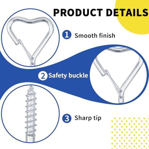 10 Pack Heart Shaped Screw Hooks for Hanging Plants, Ceiling Hooks - Image 5
