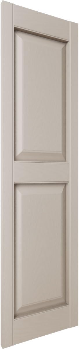 Ekena Millwork Lifetime Vinyl LP2S12X03500CL Standard Two Equal Panel Vinyls, Raised Panel Vinyl Shutters, w/Installation Shutter-Lok's & Matching Screws (Per Pair), 12"W x 35"H, Clay