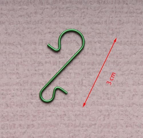 sowaka 50 Pcs Christmas Ornament Hooks Small Metal Wire 3 x 1 cm S Shape Hangers for Christmas Tree Decorations Crafting Supplies (Green) - Image 2