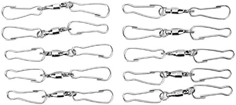 10 Pack Swivel Hook Stainless Steel 360 Rotating Wind Spinner Hooks Dual Clamp Holder for Bird Feeders Wind Chimes Spiral Ornaments Party Hanging Decor (Small Size 3.8x4.8cm) - Image 6