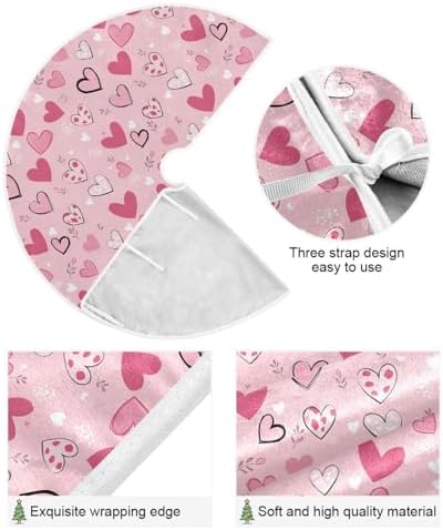 Pfrewn Valentine Tree Skirt 36" Pattern Love Heart Lovely Christmas Tree Skirts Mother's Day Xmas Mat for Holiday Festival Party Wedding Decor - Image 2