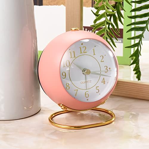 Tetino Analog Alarm Clocks for bedrooms,Small Desk Clocks,Night Light, Non-Ticking???Battery Powered,Silent Alarm Clock for Kids,Simple Design Desktop Alarm Clock. (Pink) - Image 3