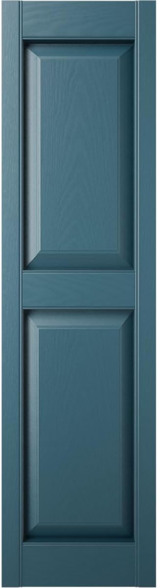 Ekena Millwork Lifetime Vinyl LP2S12X05100MB Standard Two Equal Panel Vinyls, Raised Panel Vinyl Shutters, w/Installation Shutter-Lok's & Matching Screws (Per Pair), 12"W x 51"H, Midnight Blue